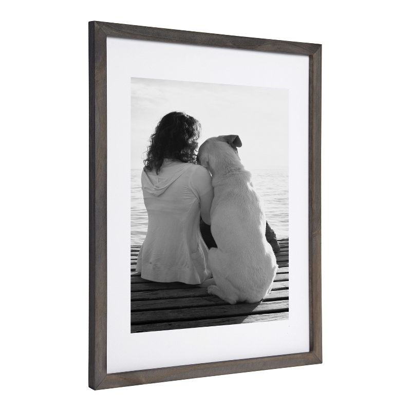 DesignOvation Gallery Rectangle Wood Wall Frame, 14x18 matted to 11x14, Gray