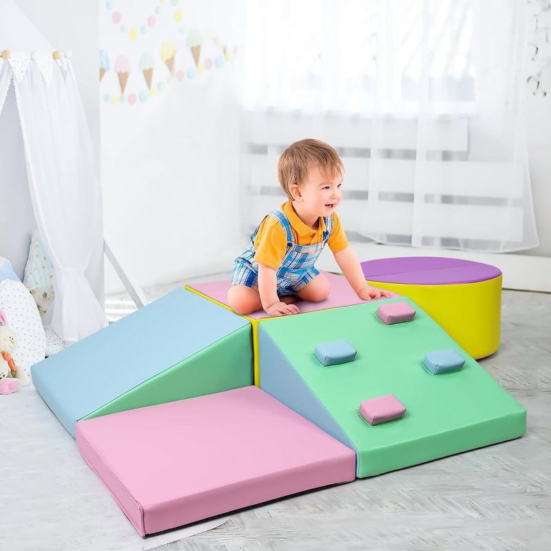 Foam Climbing Blocks Set for Toddlers and Preschoolers Soft Indoor Active Play Set for Climbing Crawling and Sliding