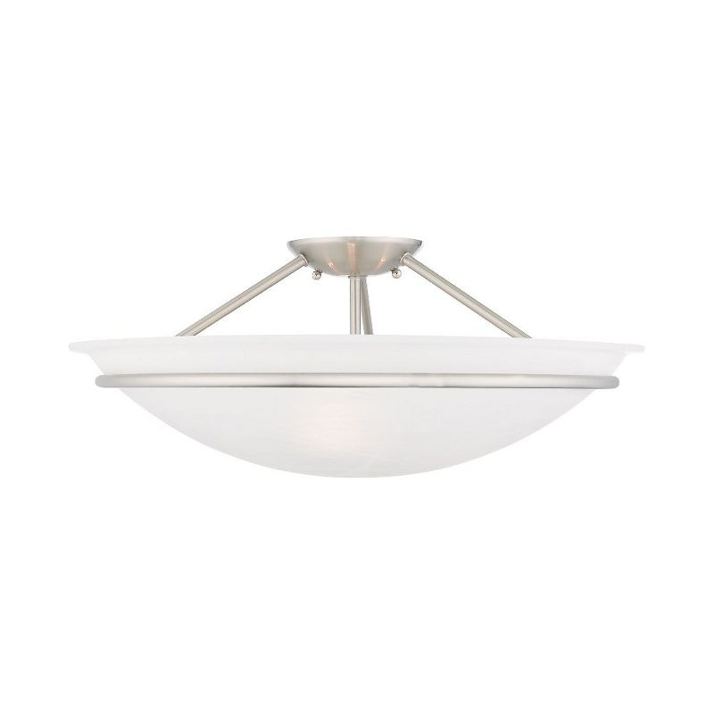 Livex Lighting Newburgh 3 - Light Semi-Flush Mount in  Brushed Nickel