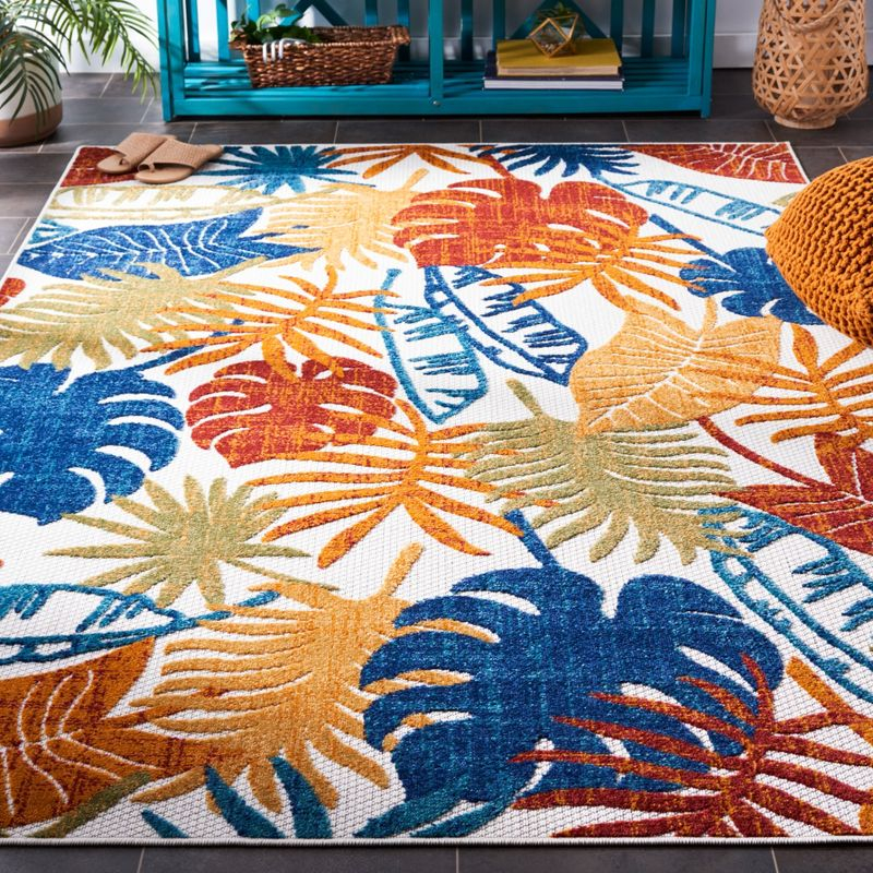 Cabana CBN831 Power Loomed Indoor/Outdoor Area Rug - Creme/Red - 4'x6' - Safavieh