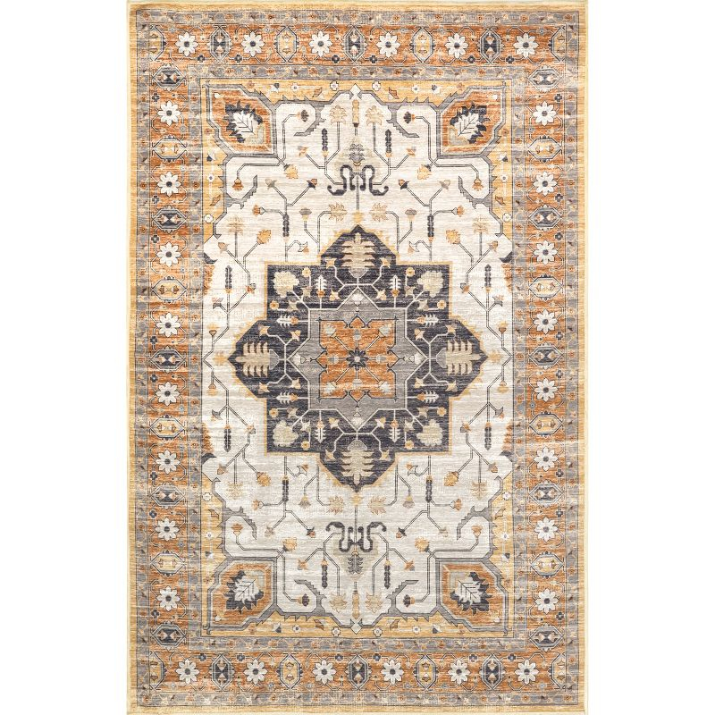 Nuloom Cira Traditional Vintage Machine Washable Indoor Area Rug, 5' x 8', Beige