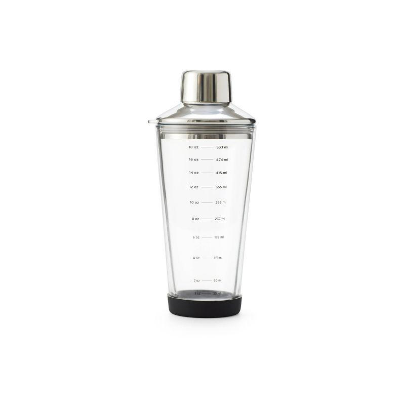 Houdini 18oz Glass Cocktail Shaker: Clear, Nonslip Base, Dishwasher-Safe, 9" Height, 18oz Capacity