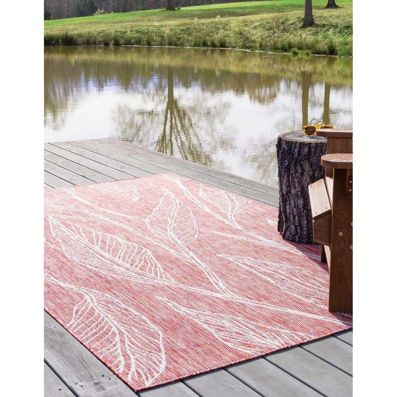 Unique Loom 9' 0 x 12' 2 Rectangle Indoor/Outdoor Botanical Rust Red Area Rug