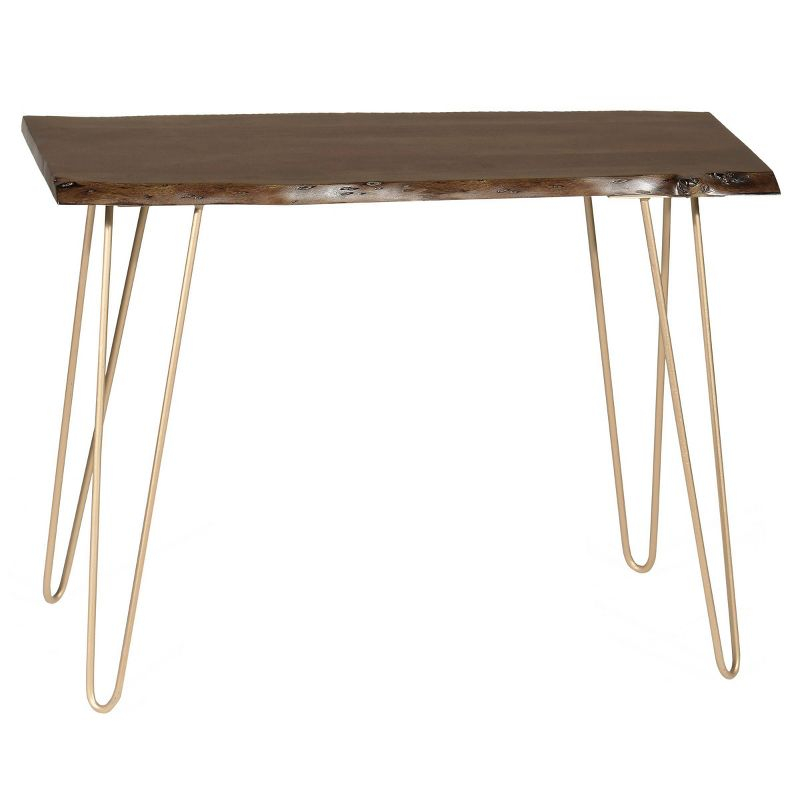 Carolina Living Carolina Living Langdon Live Edge Console Table Elm/Gold: Acacia Top, Metal Frame, Non-Toxic Finish