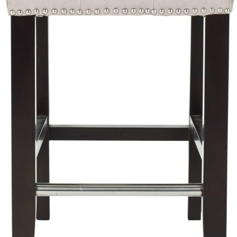 Thompson 23.9" Linen Counter Stool W/ Silver Nailheads - Taupe - Safavieh