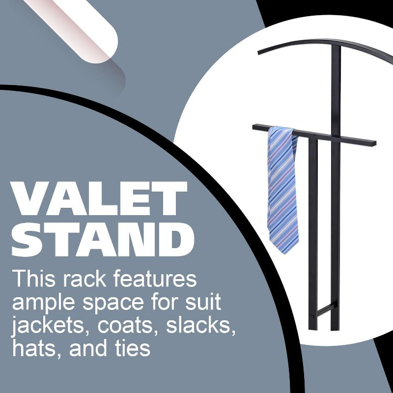 Kings Brand Furniture - Dossi Metal Suit Valet Stand, Clothes Rack, Clothing Organizer, Jacket Hanger, Tie Hanger (Chrome)