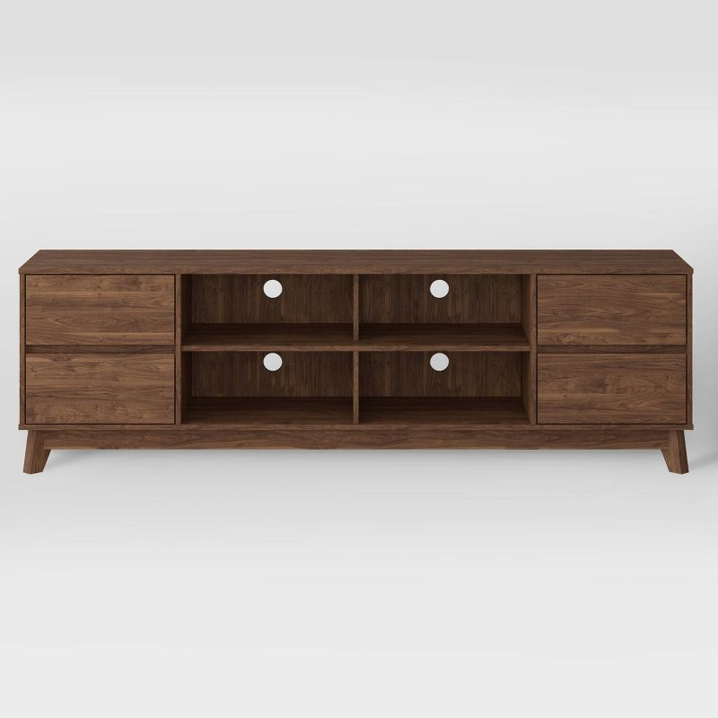 Hollywood Wood Grain TV Stand for TVs up to 85" with Drawers Brown - CorLiving: Mid-Century Modern Media Console