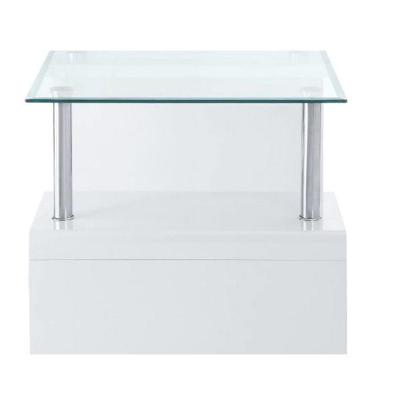 24" Nevaeh High Gloss Finish Accent Table Clear Glass/White - Acme Furniture