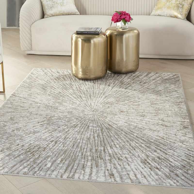 Nourison Glow 5'3" x 7'3" Grey Mocha Glam Indoor Rug
