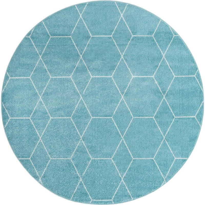 Unique Loom 4' 0 x 4' 0 Trellis Frieze Light Blue Area Rug