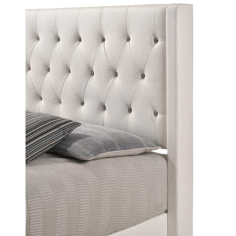 Passion Furniture Bergen White Queen Tufted Panel Bed