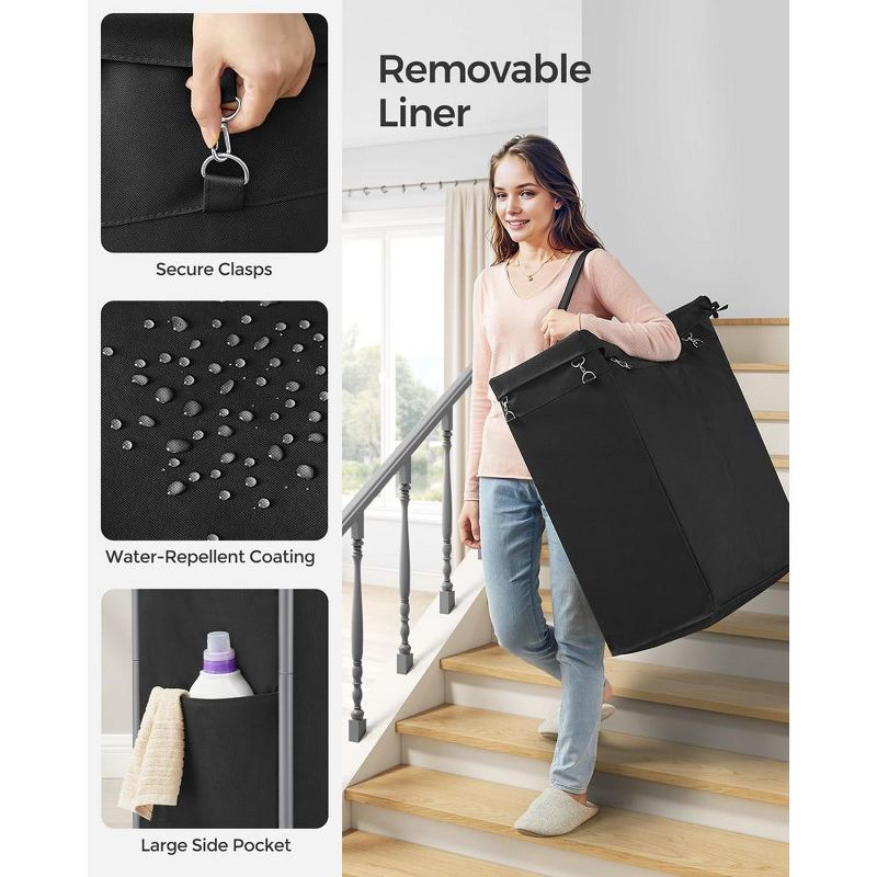 Laundry Basket with Wheels, 2-Section Rolling Laundry Hamper, 37 Gallons (140L)Ink Black