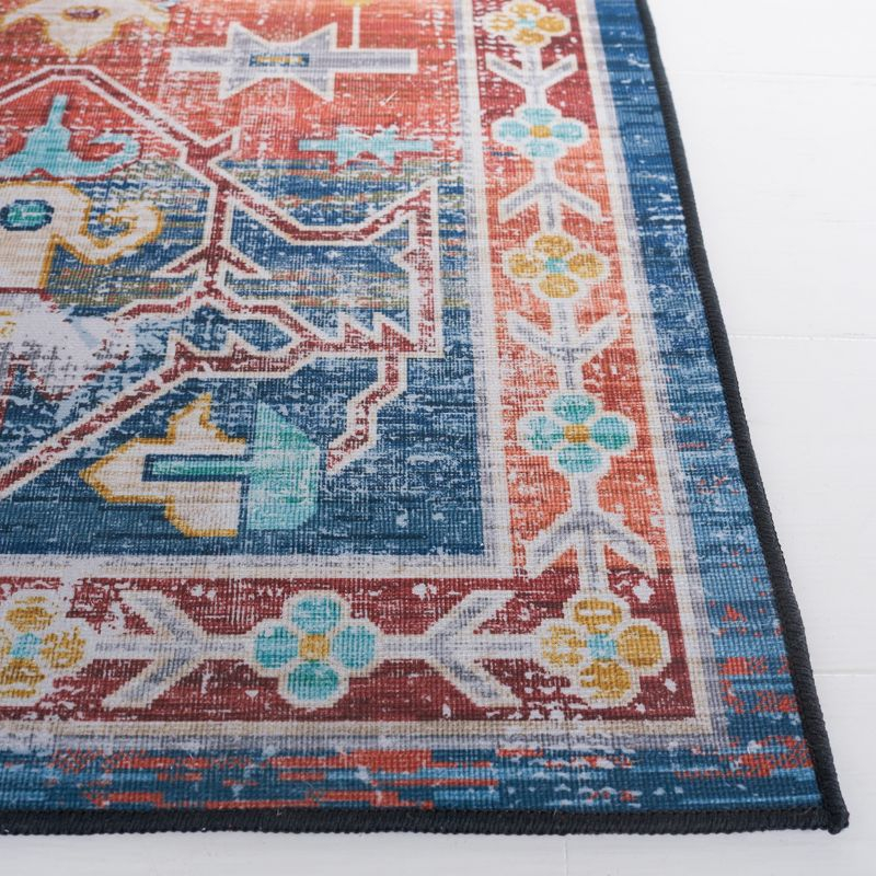 Tucson TSN116 Power Loomed Machine Washable Runner Rug - Blue/Rust - 2'6"x8' - Safavieh.