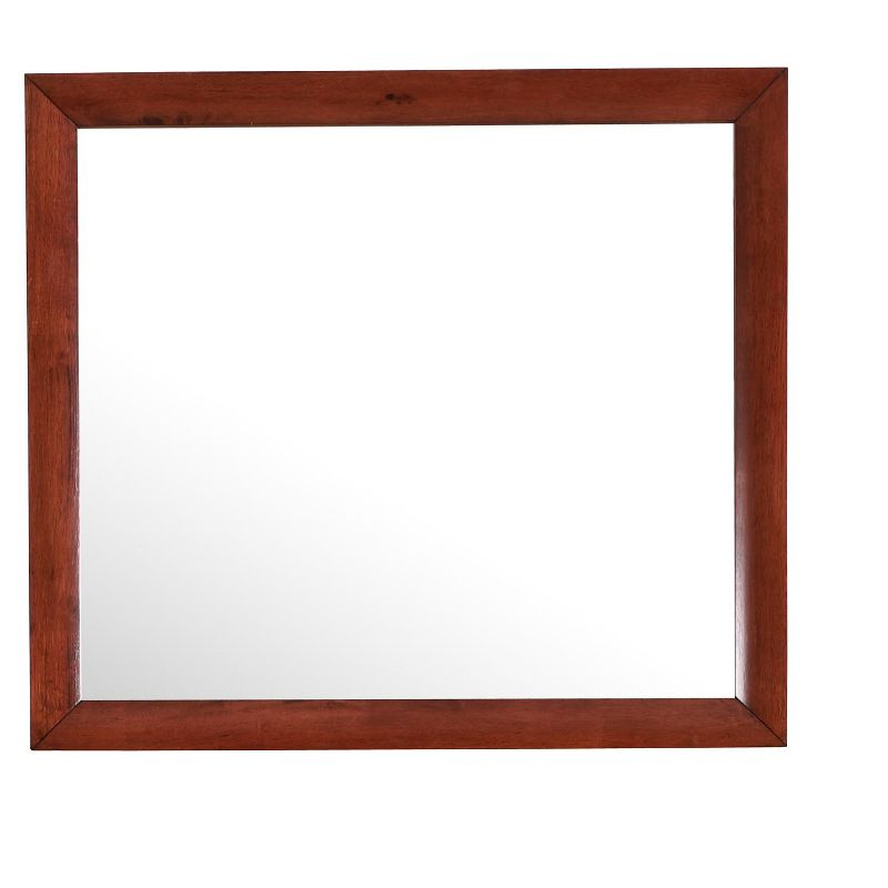 Passion Furniture Marilla 35 in. x 39 in. Modern Rectangle Framed Cherry Dresser Mirror