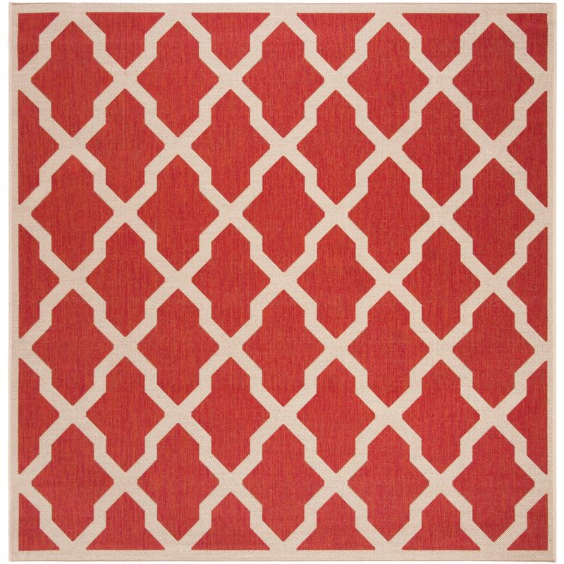 Beach House BHS122 Power Loomed Indoor/Outdoor Area Rug - Red/Creme - 6'7"x6'7" - Safavieh