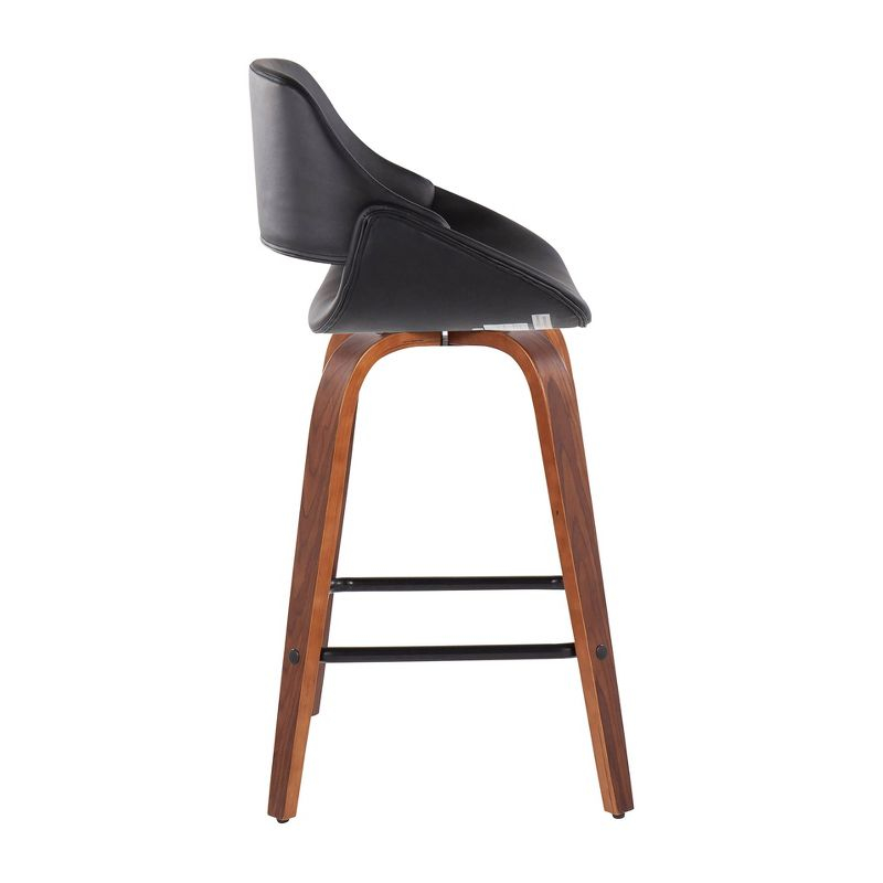 Set of 2 Fabrico Counter Height Barstools with Swivel Walnut/Black - LumiSource: Upholstered, 250lbs Capacity