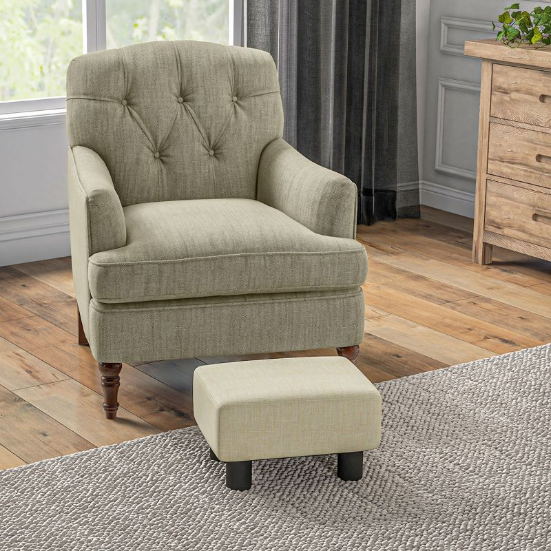 HOMCOM 16" Cube Modern Linen Fabric Pouf Footrest Ottoman - Beige