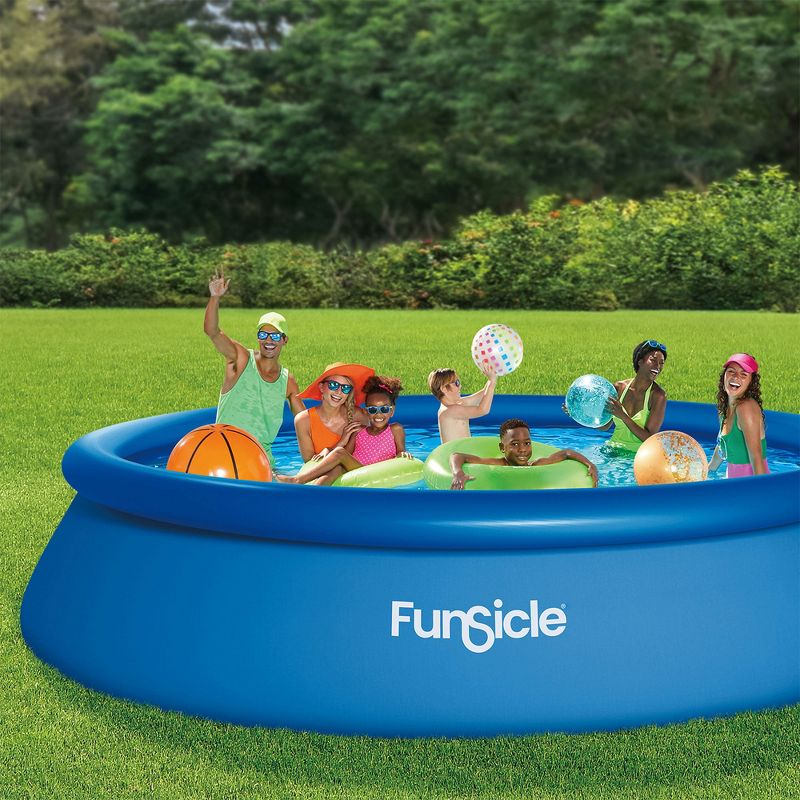 Funsicle 15 Foot x 36 Inch QuickSet Round Inflatable Ring Top Above Ground Swimming Pool Set with Filter Pump and Type D Cartridge Filter, Blue