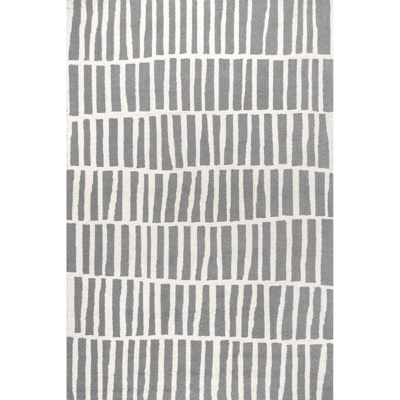 Nuloom Lemuel Geometric 3x5 Wool Accent Indoor Area Rug for Living Room Bedroom Dining Room Entryway Kitchen, Grey/Ivory