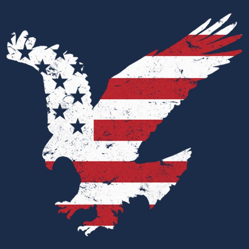 Men's CHIN UP Americana Flying Eagle  T-Shirt - Navy Blue Heather - Small