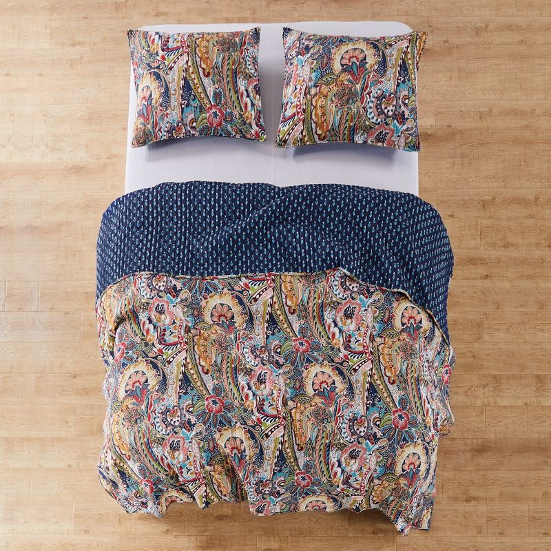 Nanette Floral Quilt Set - Twin/Twin XL Quilt and One Standard Sham Navy - Levtex Home