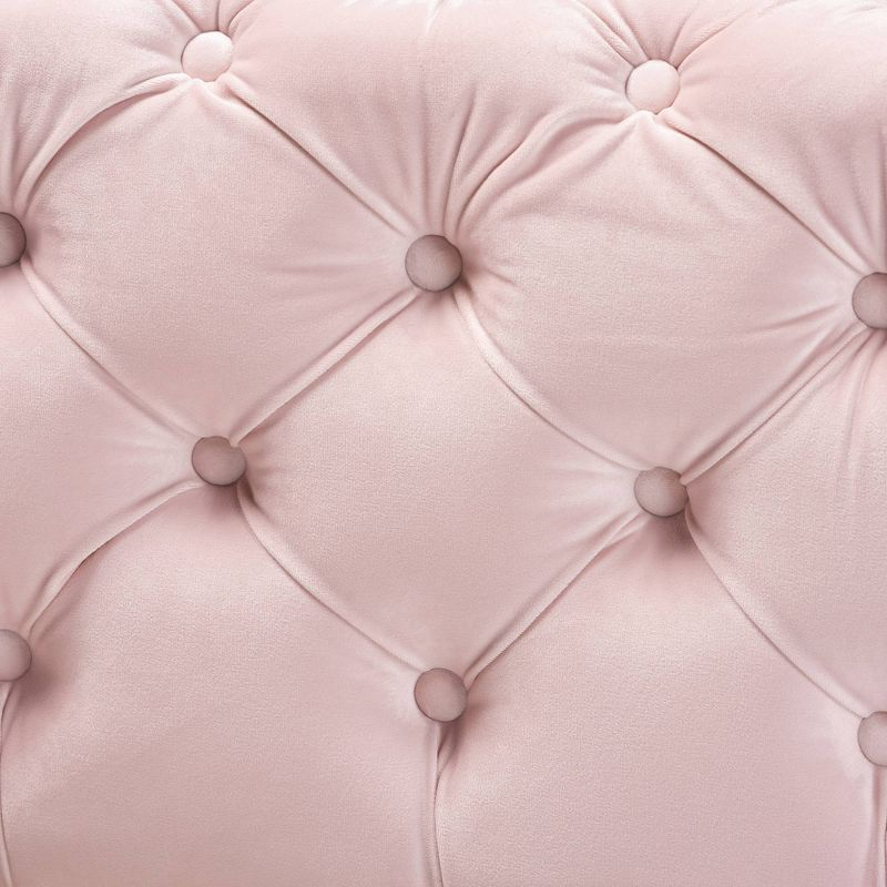 Baxton Studio Avara Velvet Button Tufted Bench Ottoman Pink: Modern Upholstered Rectangular Furniture