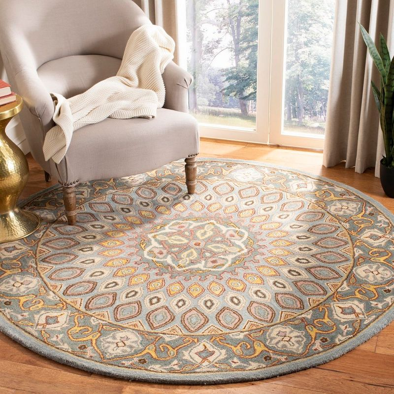 Heritage HG914 Hand Tufted Area Rug - Blue/Grey - 8' round - Safavieh.
