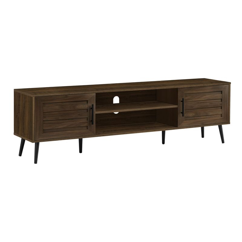 Monarch Specialties Tv Stand 72 Inch Console Media Entertainment Center Storage Cabinet Brown Laminate Black Wood Legs Transitional