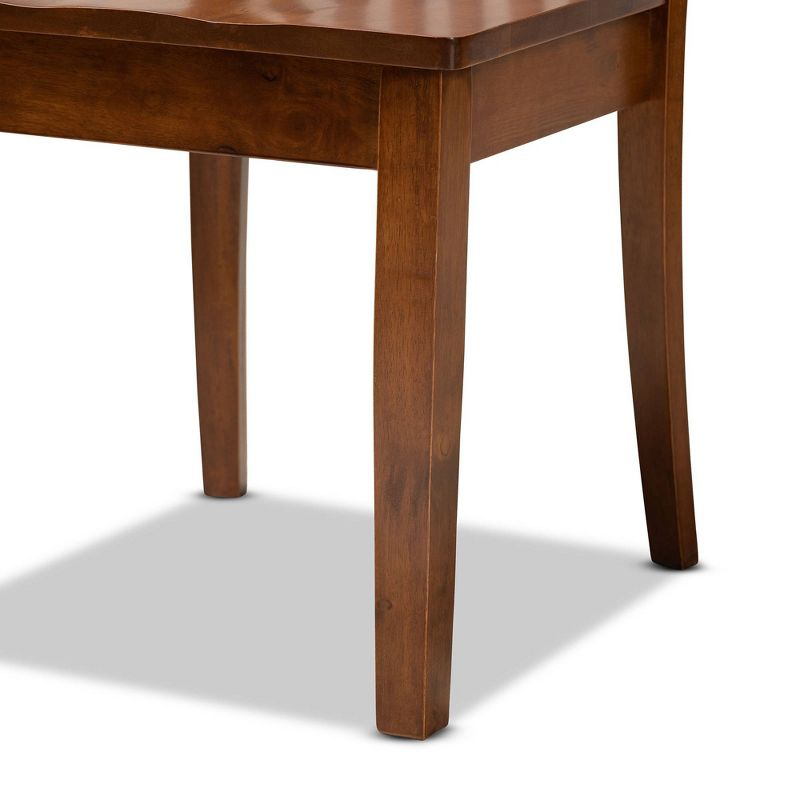2pc MinetteWood Dining Chair Set Brown - Baxton Studio: Walnut Finish, Upholstered, Armless: Polyester Fabric, Wood Frame