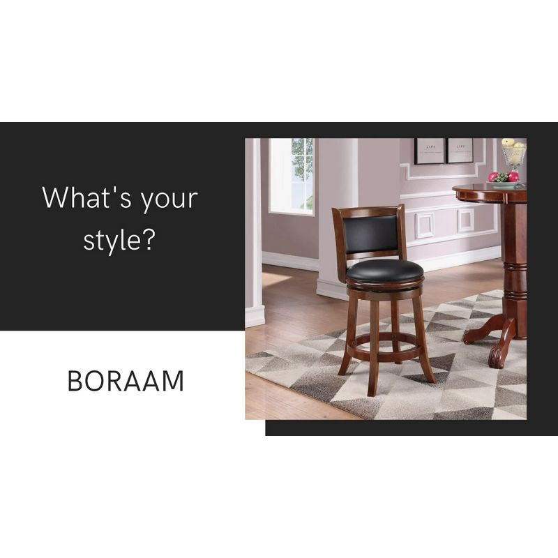 Boraam 34" Extra Tall Augusta Swivel Barstool Cappuccino Brown: Upholstered, Wood Frame, Fixed Height
