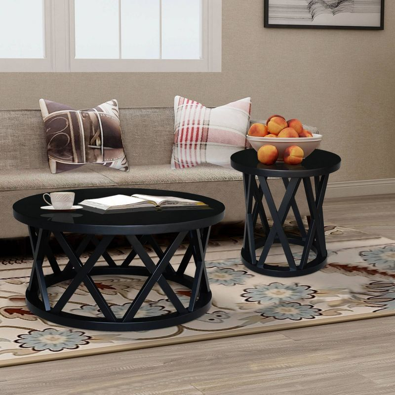 40" Ceylon Round Coffee Table Black - International Concepts: Hardwood Frame, Spot Clean, 18" Height