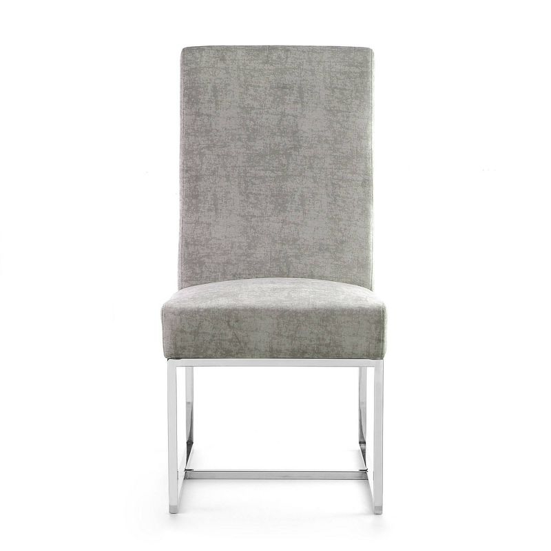 Element Velvet Dining Chair Steel - Manhattan Comfort: High-Back, Armless, Stainless Steel Base