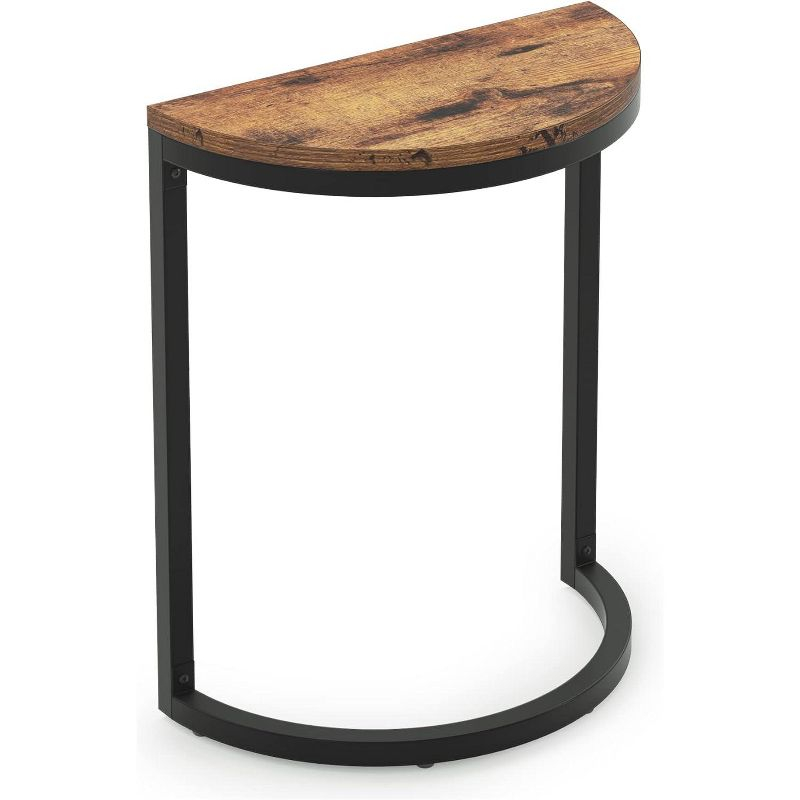 Tribesigns End Table Half Round,Slim C Narrow Side Table,Brown