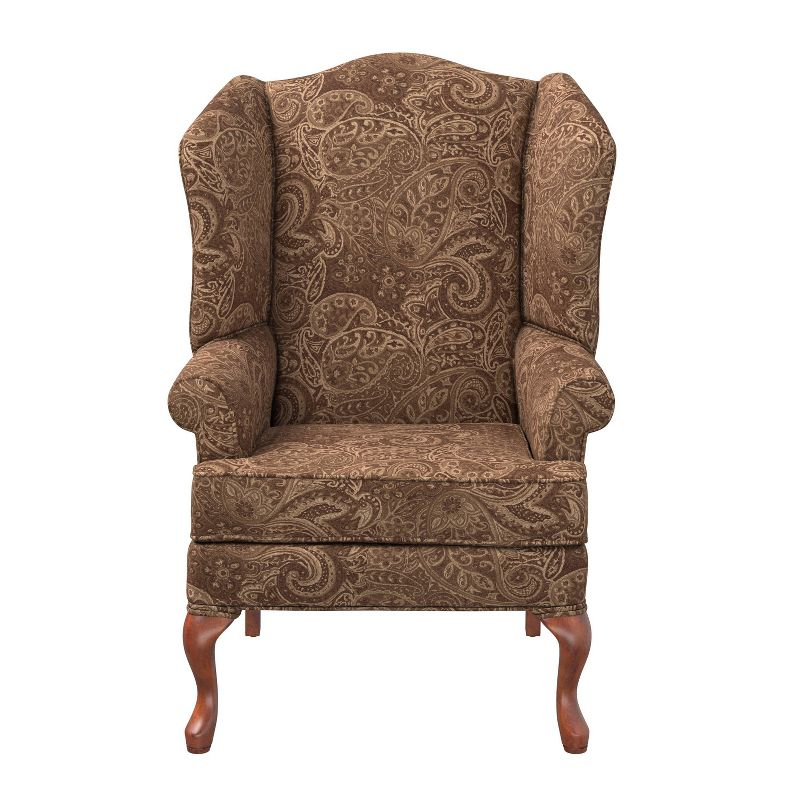 Comfort Pointe Paisley Traditional Wingback Accent Chair Coco: Handcrafted, Plush Chenille, No Assembly Required