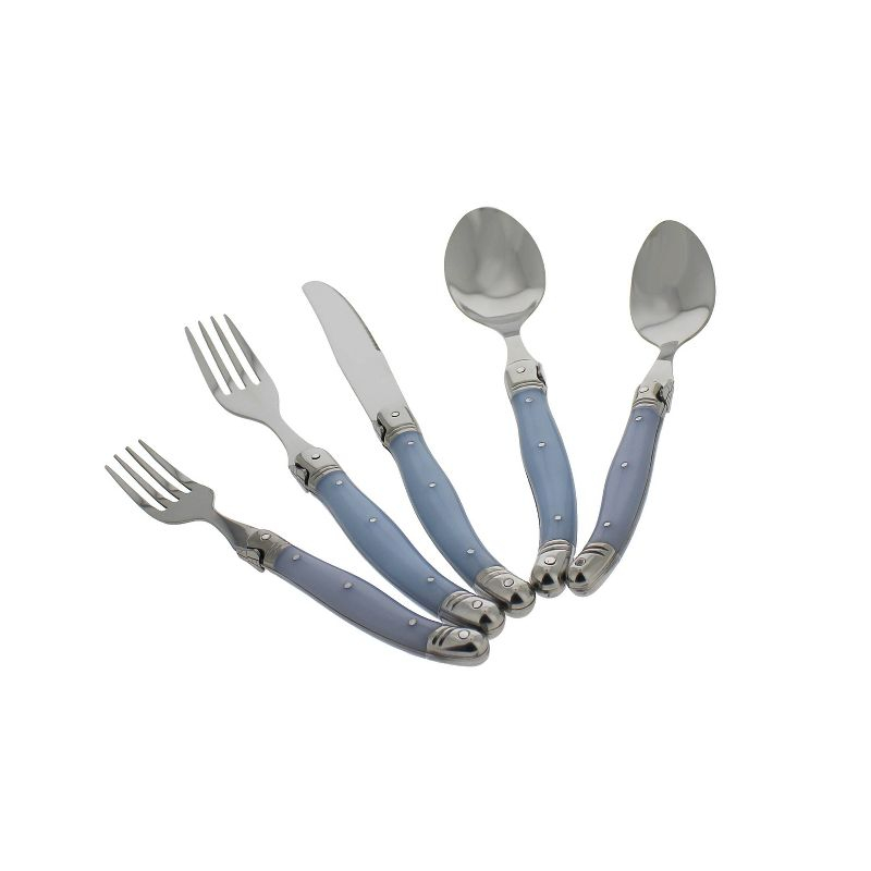 French Home Laguoile 20pc Stainless Steel Silverware Set Blue: Flatware Set, Service for 4, Dishwasher-Safe
