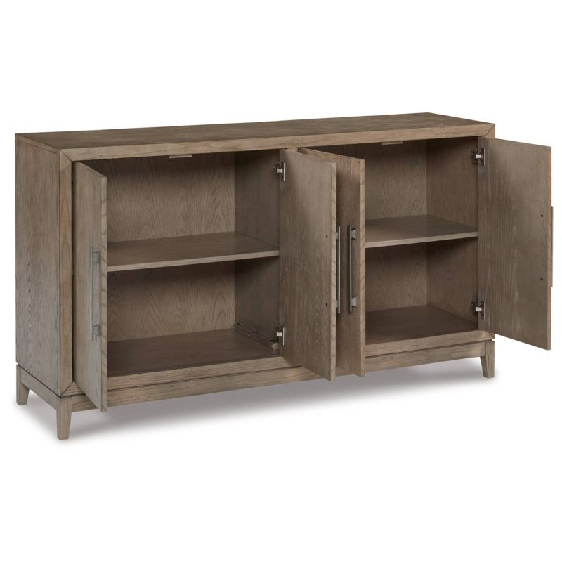 Chrestner Dining Server Black/Gray - Signature Design by Ashley: Contemporary Storage, 4-Door Sideboard