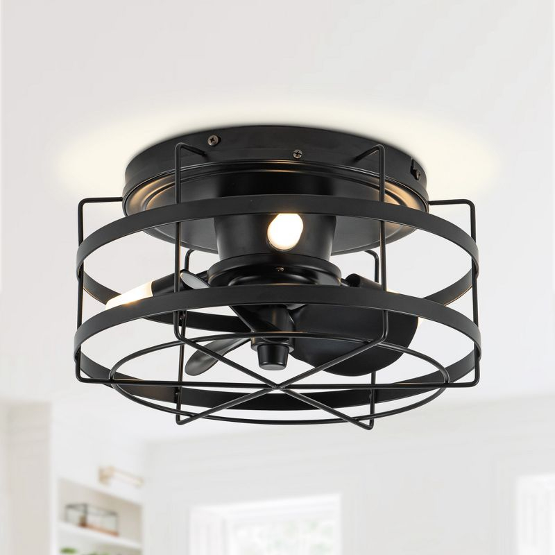 Parrot Uncle 12.2" Modern Black Bladeless Fan Flush Mount Ceiling Fan