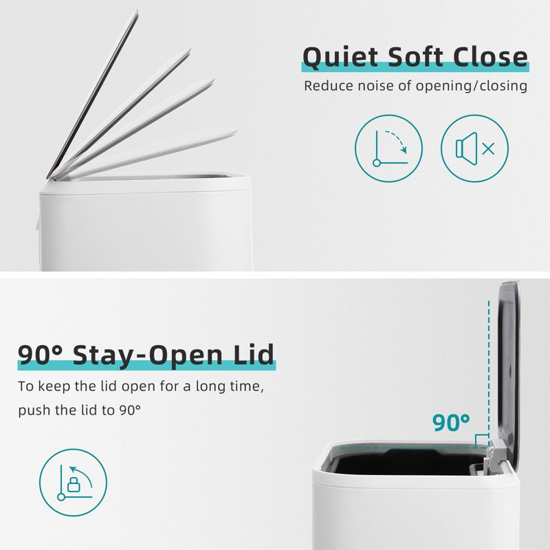 Kitchen Trash Can, 8 Gallon Stainless Steel Garbage Can With Soft Close Lid & Removable Inner Bucket, Step On Waste Bin for Home Office Living Room