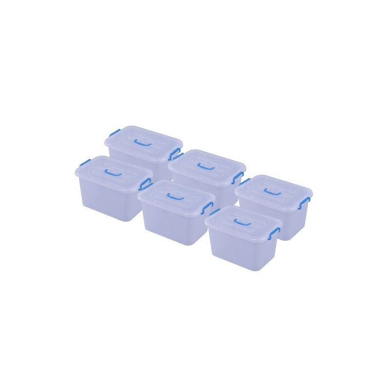 Basicwise Large Clear Storage Container With Lid and Handles, Set of 6