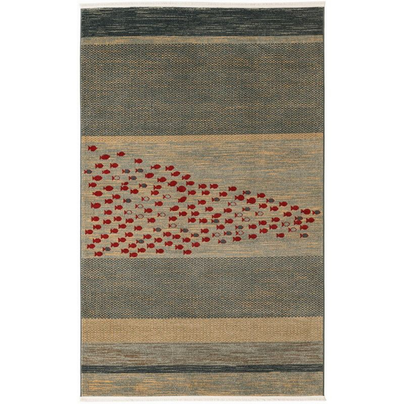 Unique Loom Fars Collection Area Rug - Jordan (5' 1" x 8' Rectangle Blue/Light Blue)
