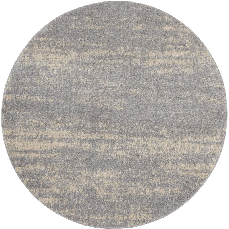 Nourison Essentials 8' x round Grey/Beige Modern Indoor/Outdoor Rug