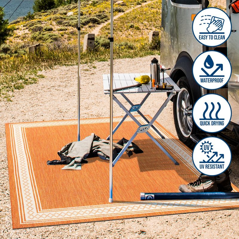 5' x 8' Lucia Classic Diamond Border Indoor/Outdoor Area Rug, Orange/Cream - JONATHAN Y