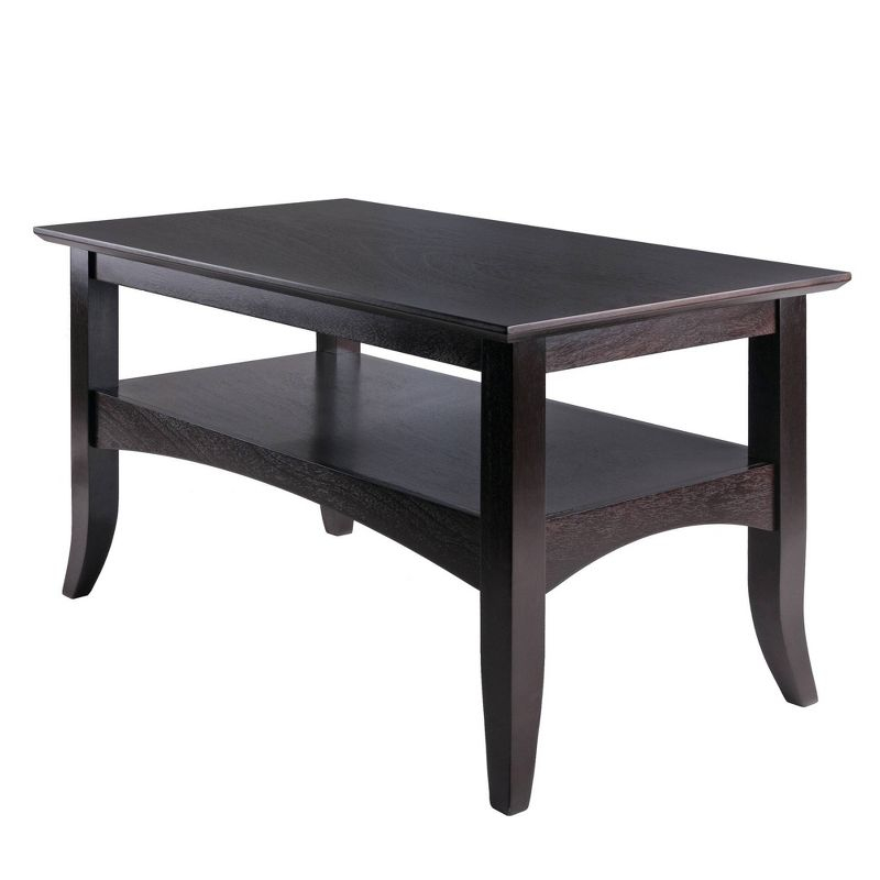 Camden Coffee Table Coffee - Winsome: Solid Wood, Flared Legs, Storage Shelf