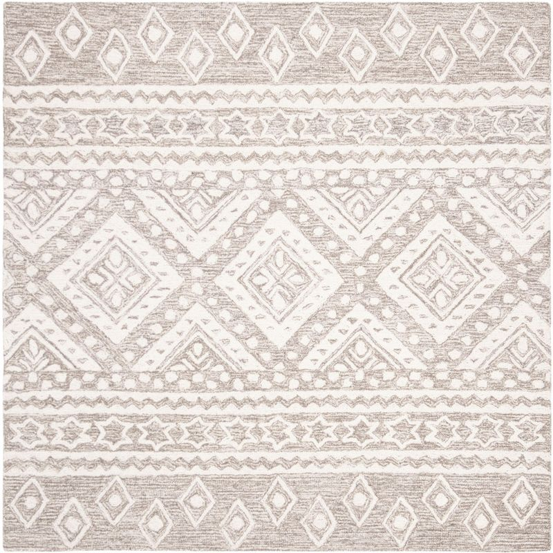 Micro-Loop MLP501 Hand Tufted Indoor Area Rug - Dark Grey/Ivory - 5'x5' - Safavieh