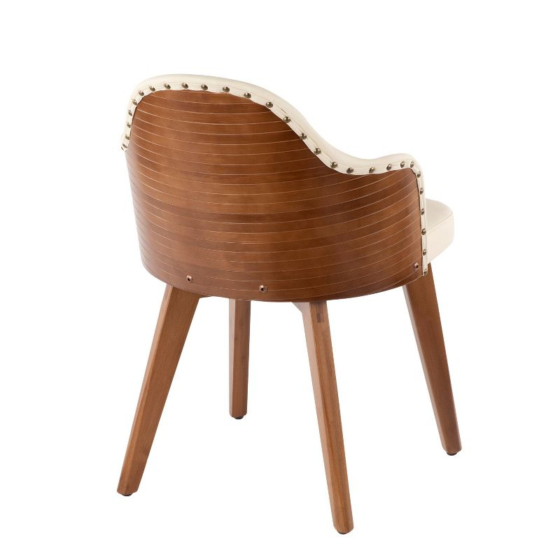 Ahoy Dining Chair Walnut/Cream/Brass - LumiSource: Faux Leather Upholstery, Mid-Century Modern Design, Nailhead Trim