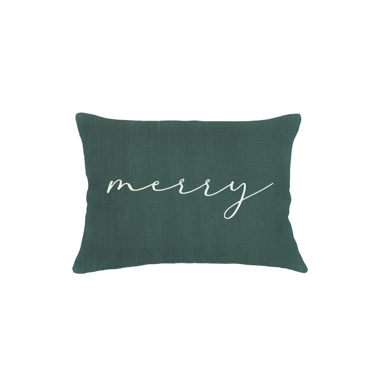 Emerald Green Merry Linen Pillow 14x20 Green / 14x20 / Down Alternative Gel Insert