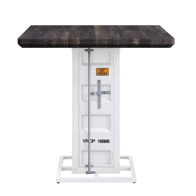 36" Cargo Accent Table Antique Walnut/White - Acme Furniture: Square Counter Height, 4-Seater, Wood & Metal Frame