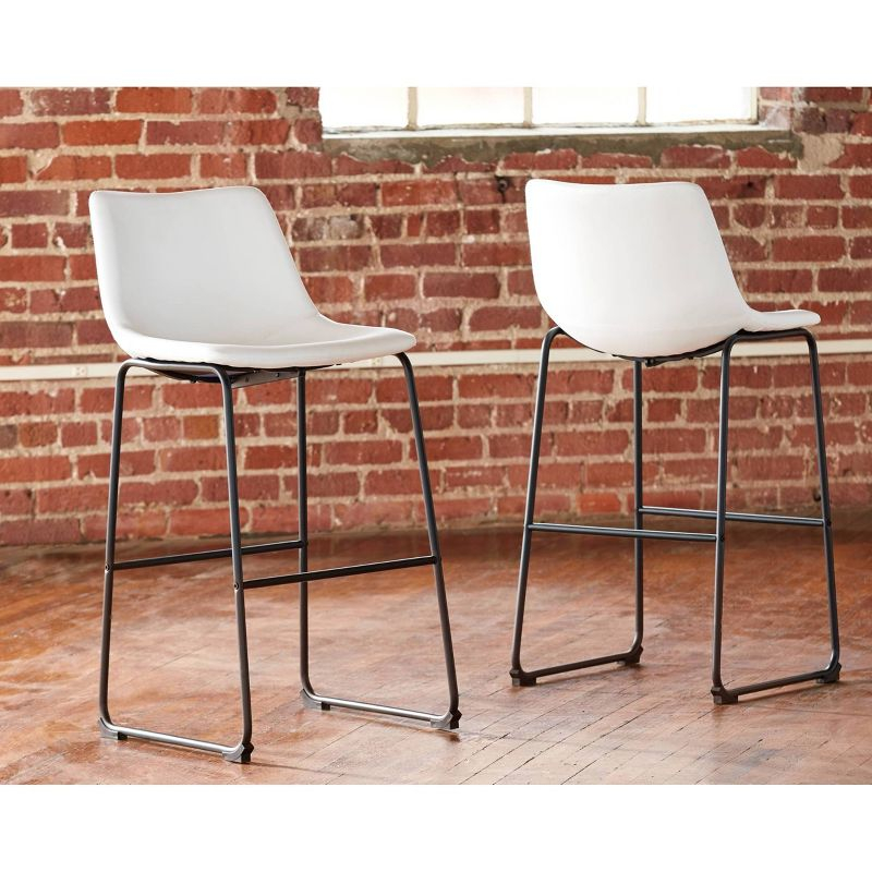 Centiar Pub Height Barstool White: Vintage Faux Leather, Metal Base - Signature Design by Ashley