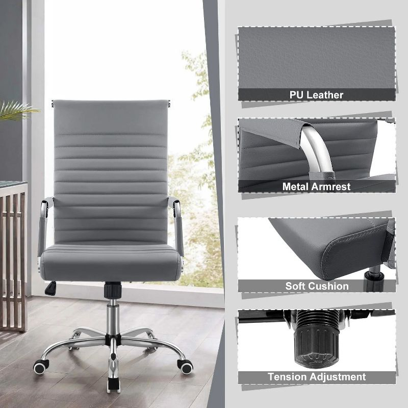 LACOO Mid-Back Faux Leather Desk Chair - Gray