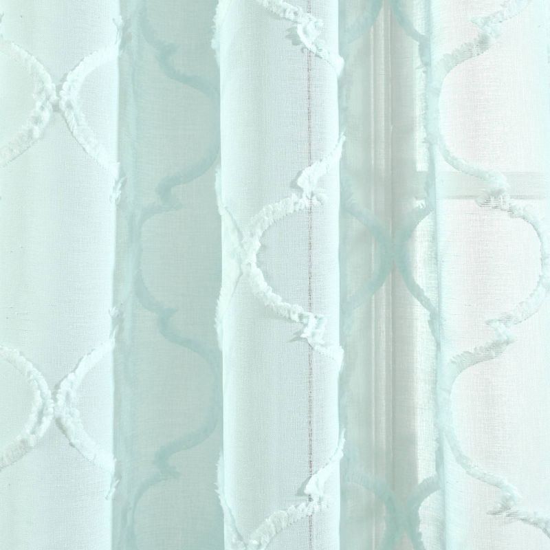 Set of 2 (84"x38") Avon Trellis Grommet Sheer Window Curtain Panels Blue - Lush Décor: Microfiber, Indoor Use